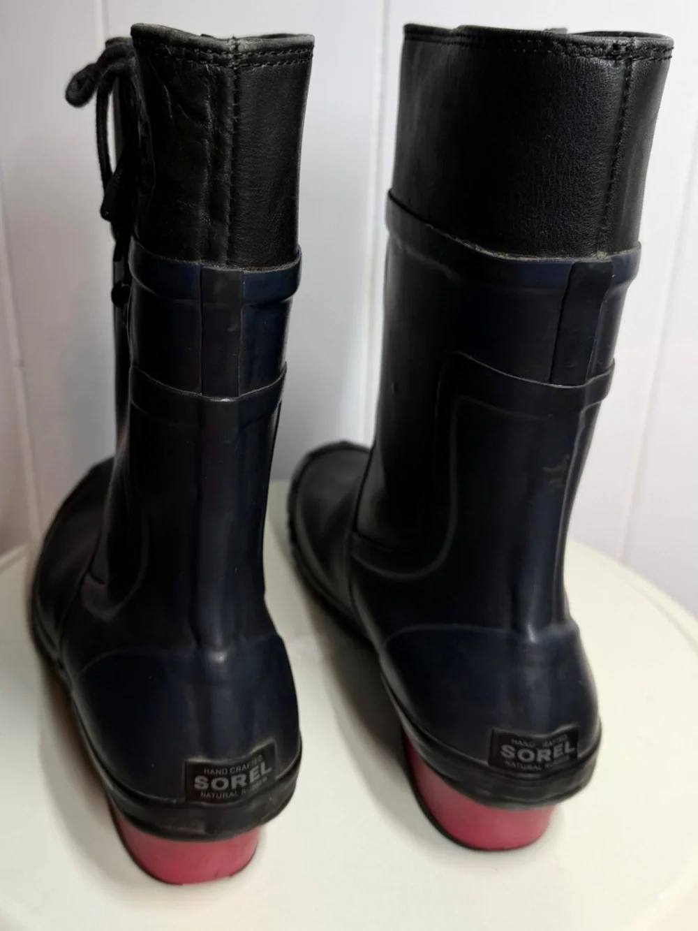 Sorel Black Navy Lace-Up Waterproof Boots with Red Heel - Size 11